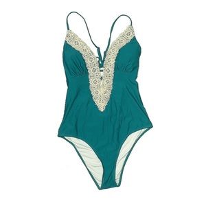 Cupshe XXL turquoise and crochet cut out one piece swimsuit ladies size xxl